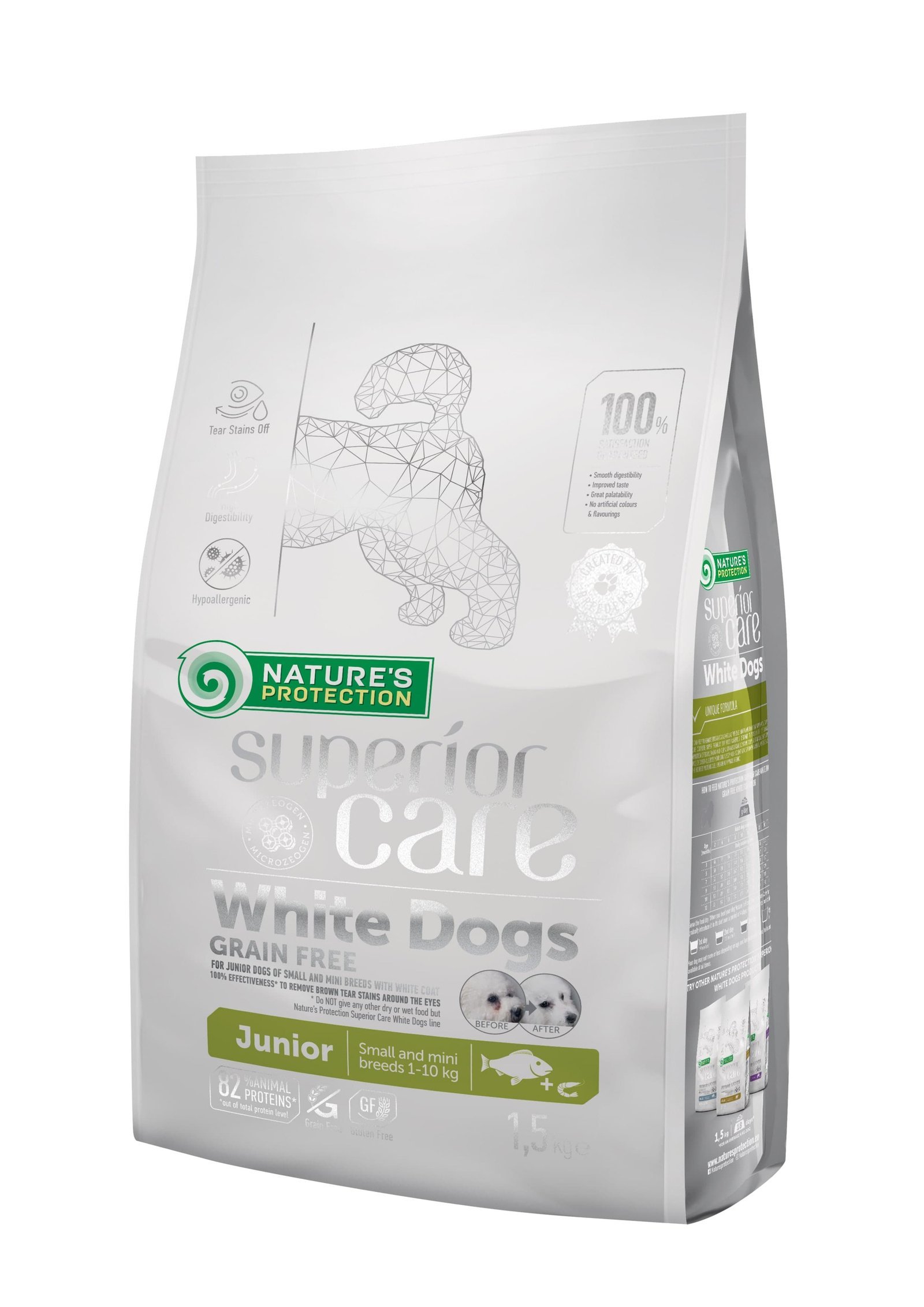 suxoy-bezzernovoy-korm-dlja-uniorov-s-belym-okrasom-shersti-dlja-malyx-porod-superior-care-white-dogs-grain-free-junior-small-and-mini-breeds-1.5-kg-18192886906259_-2231df7a2d-3.jpg Сухий беззерновий корм для юніорів малих порід Nature's Protection Superior Care з білою рибою, 1,5 кг - Зображення 1