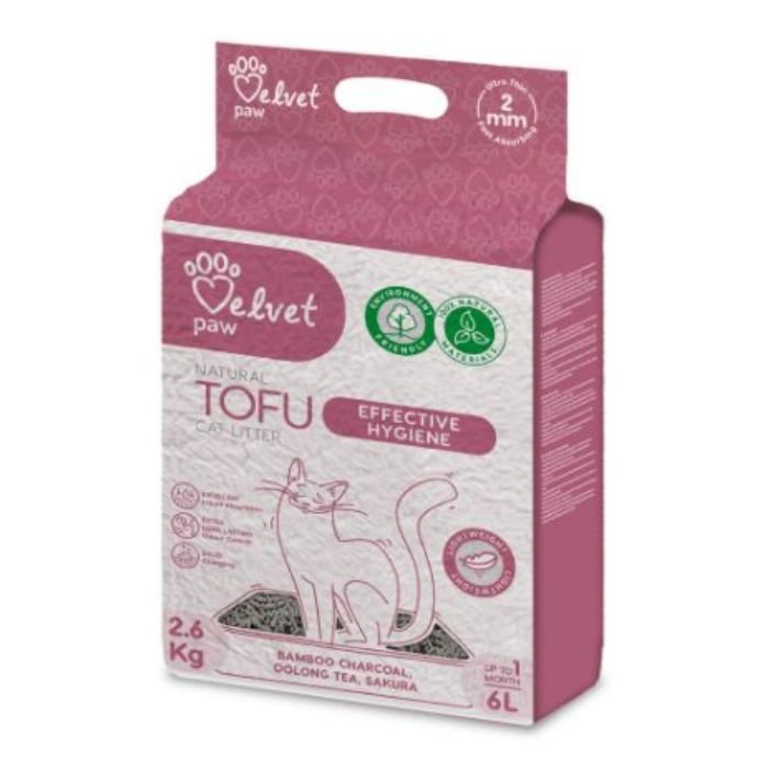 1_1_tof70054 Наповнювач туалетів для котів з бамбуковим вугіллям VELVET PAW, 6 л/2,6 кг - Зображення 1