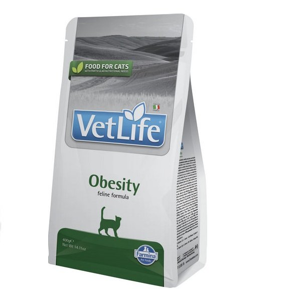 8010276025180 Сухий корм Farmina Vet Life Obesity для котів, дієтичне харчування для зниження зайвої ваги, 400 г - Зображення 1
