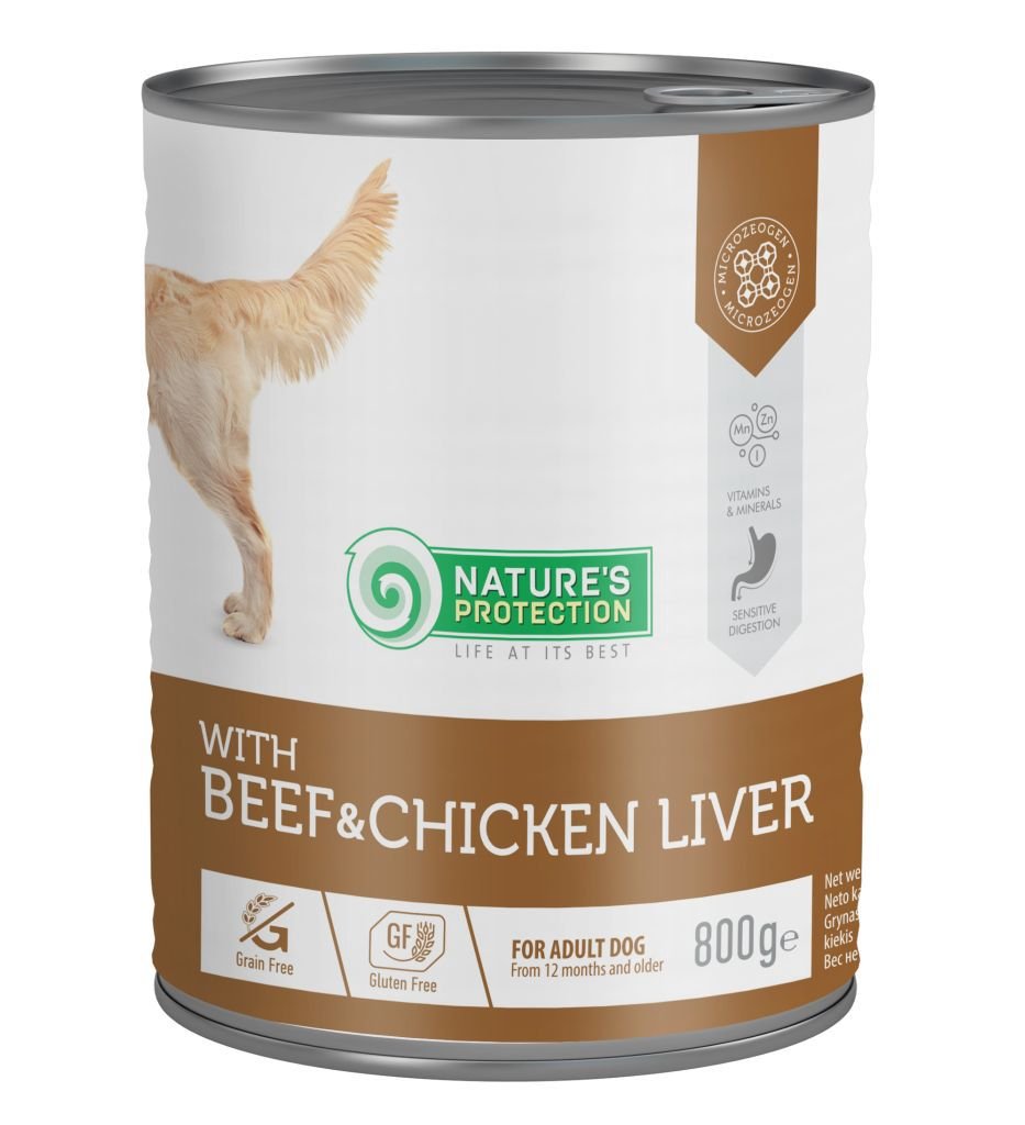kik45606-308413-1588126146 Вологий корм для собак Nature's Protection з яловичиною і курячою печінкою, 800 г - Зображення 1