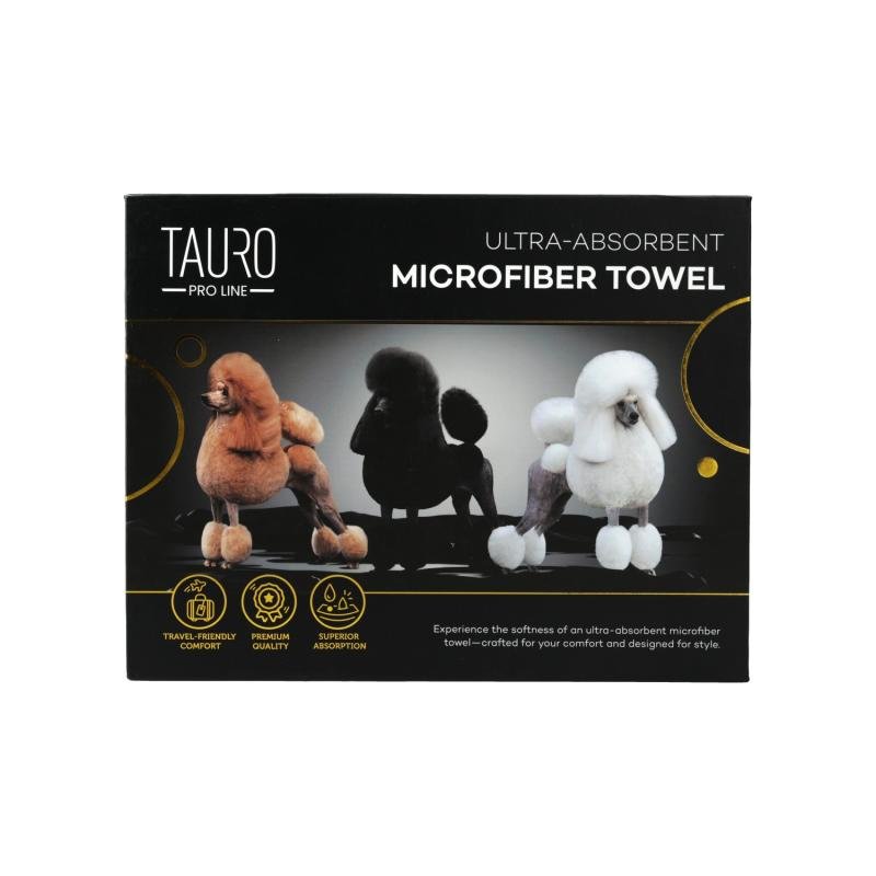 tplran70318 Рушник з мікрофібри високопоглинальний з пуделями Tauro Pro Line, 80 x 160 см - Зображення 1